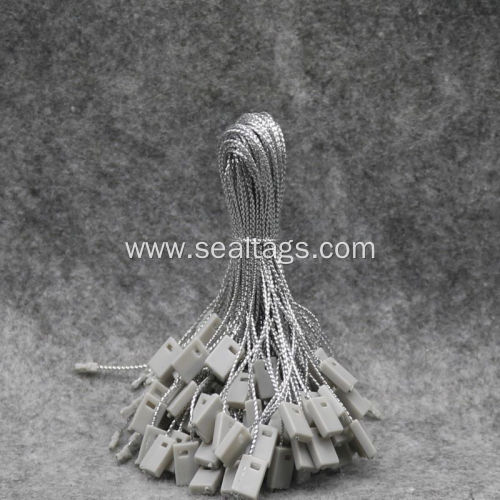 Grey plastic garment hang tag string